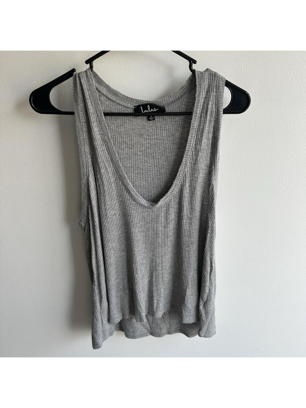 Lulus Tank Top Women's S Gray Scoop Neck Sleeveless Ribbed Casual Basic